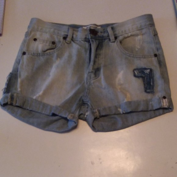 OneTeaspoon Women's Size 24 Blue Denim Shorts - Picture 1 of 9